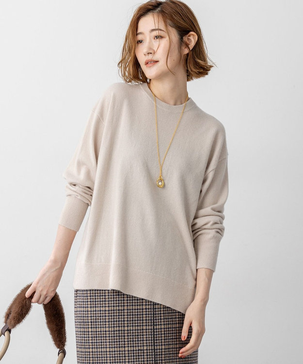 23区 S 【見上愛さん着用/Oggi・STORY掲載】ピュアカシミヤ クルーネック ニット ベージュ系