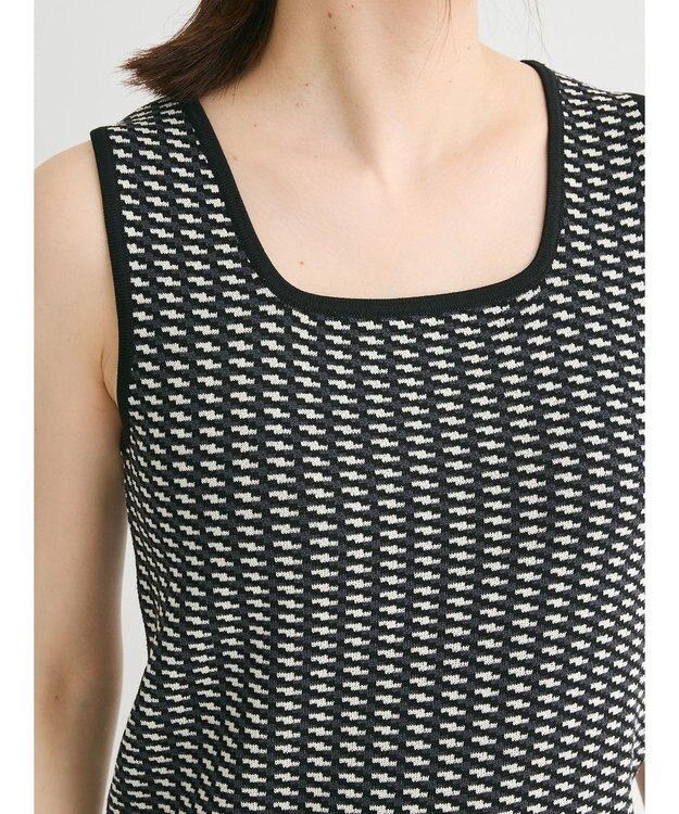 Green Parks ジャガード柄スクエアニットプルオーバー Black