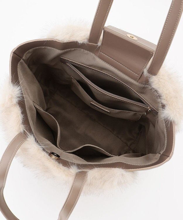 自由区 【カタログ掲載】ファーコンビ トートバッグ モカ×オフ