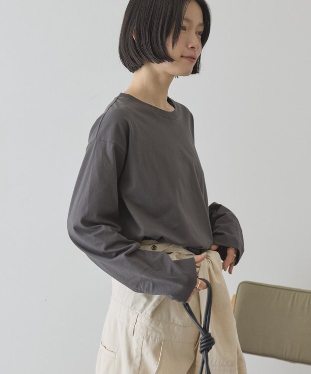 AMERICAN HOLIC NURTURING 刺繍ロゴロンT Charcoal Gray