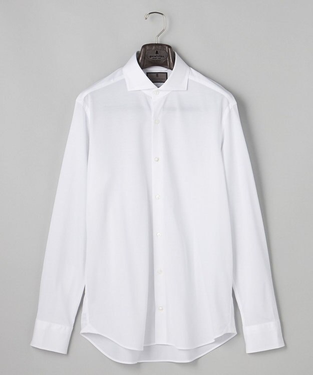 GOTAIRIKU 【ストレッチ/洗える】Albini ジャージ シャツ_ カッタウェイカラー ホワイト系