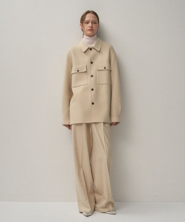 ATON MERINO DOUBLE MELTON | CPOジャケット - UNISEX BEIGE TOP