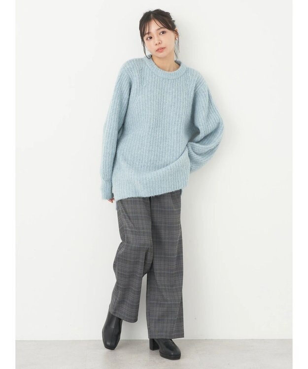 earth music&ecology フワフワＭＩＸヤーンチュニック Light Blue