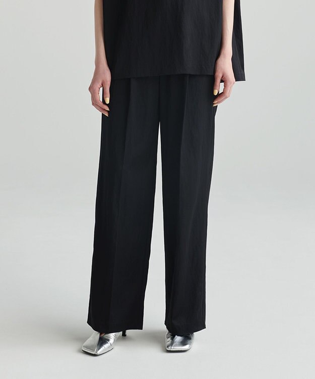 NAVE 【ReNAVE 洗える】グロスサテン パンツ ブラック系