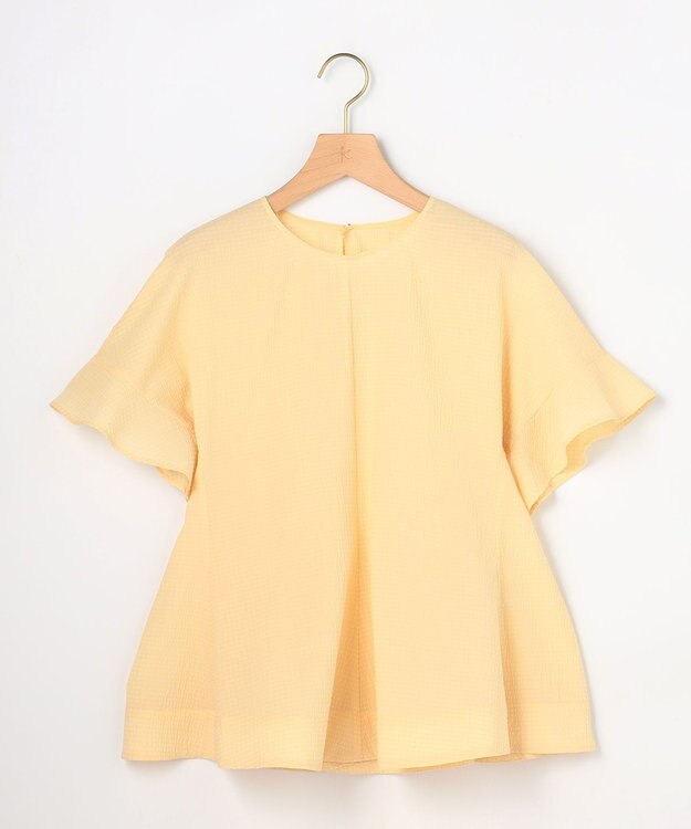 組曲 【先行予約】サッカーギンガムチェック ペプラムブラウス イエロー系