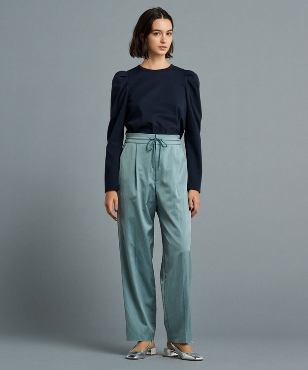 uncrave 【洗える】サテン ドロストパンツ（uncrave STANDARD） アッシュブルー