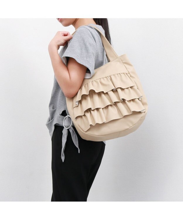UNBILLION カシュカシュ cachecache / フリルトートバッグ ベージュ