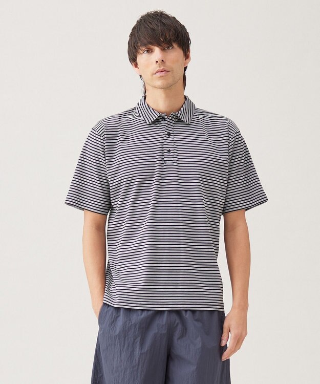 UNFILO MENS スマート ストレッチ ポロTEE【ギフトにもおすすめ】 ブラックボーダー