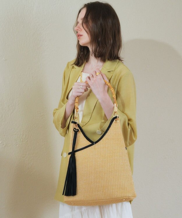 YECCA VECCA 【A4対応】チャーム付き2wayショルダーバッグ Beige