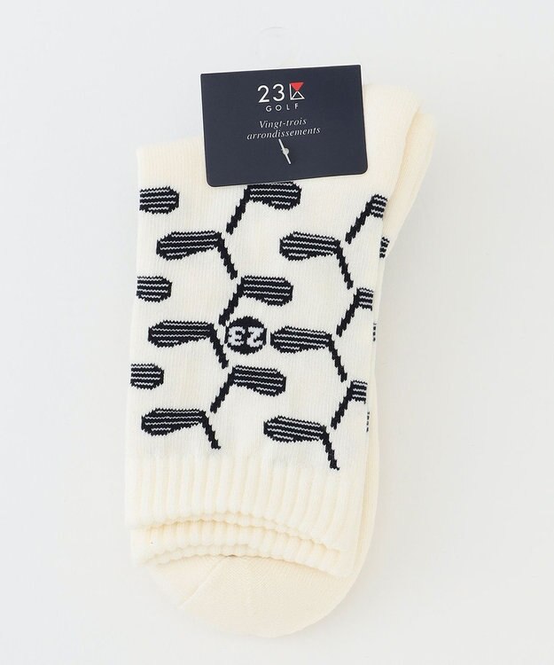 23区GOLF 【WOMEN】クラブ柄 レギュラーソックス ホワイト系