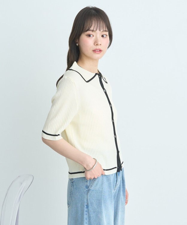 earth music&ecology 【予約】リブニットカーディガン アイボリー