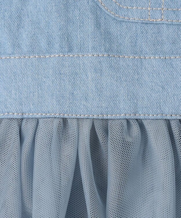 ANY KIDS チュール付き ジャンパースカート デニムブルー