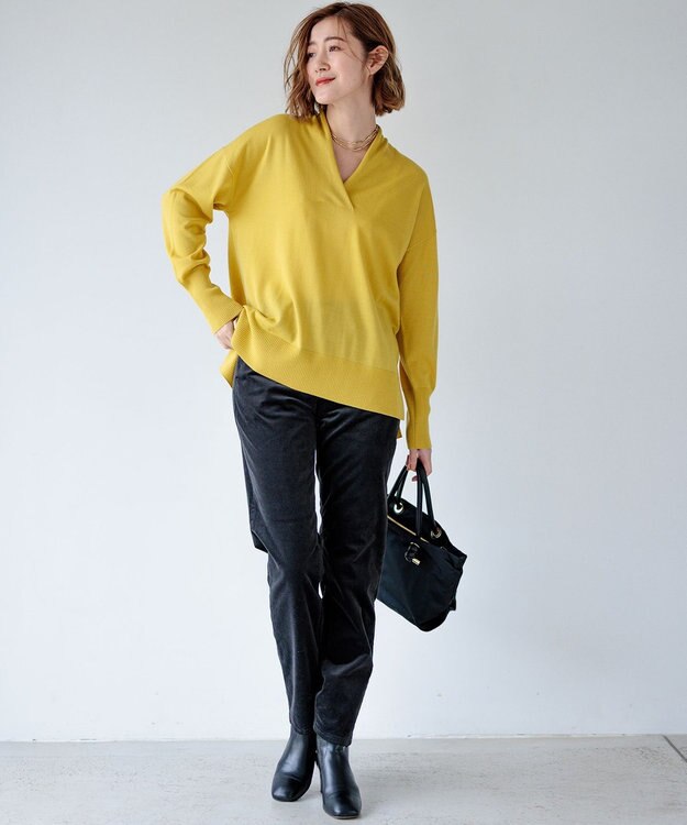 23区 【洗える】23区DENIM ベルベットストレッチ ボーイズ テーパードパンツ ダークグレー系