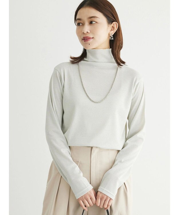 Green Parks ラメリブタートルカットソー Off White