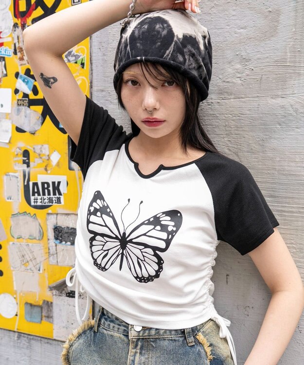 WEGO キーネックサイドレースアップちびT 柄8