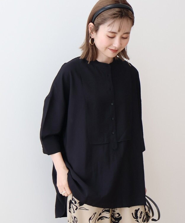 AMERICAN HOLIC 【WEB限定】接触冷感バンドカラーチュニック Black
