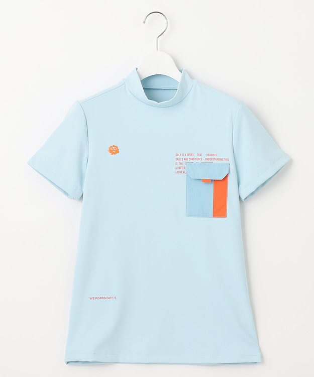 PW CIRCULUS 【UVカット / 吸水速乾 / 伸縮性抜群】【WOMEN】ポケットモック T ゴルフウェア レディース スカイブルー系