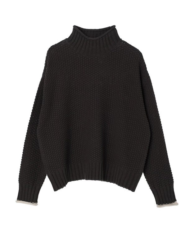 Green Parks 袖ラインカノコ編みニットプルオーバー Dark Gray