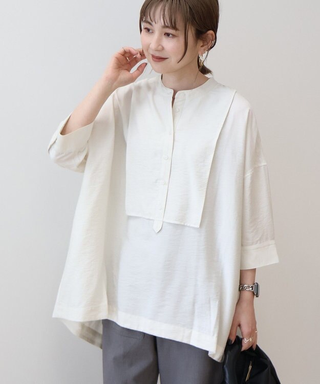 AMERICAN HOLIC 【WEB限定】接触冷感バンドカラーチュニック Ivory