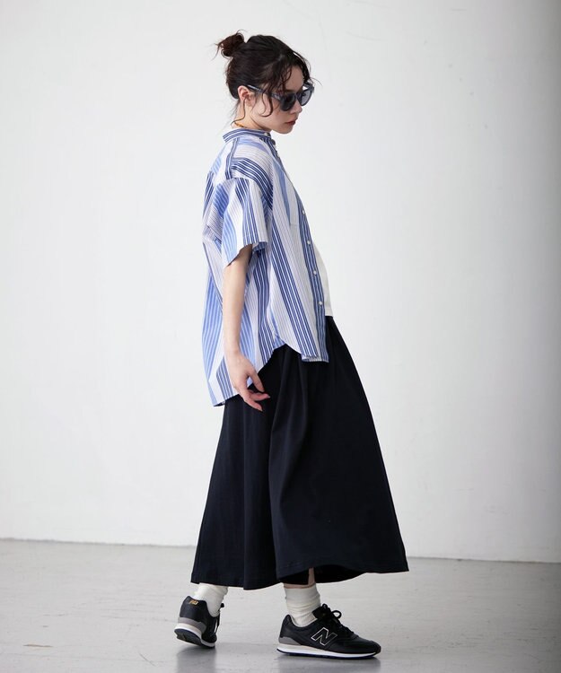 J.PRESS YORK STREET 【UNISEX】マルチストライプバンドカラー シャツ ブルー系7