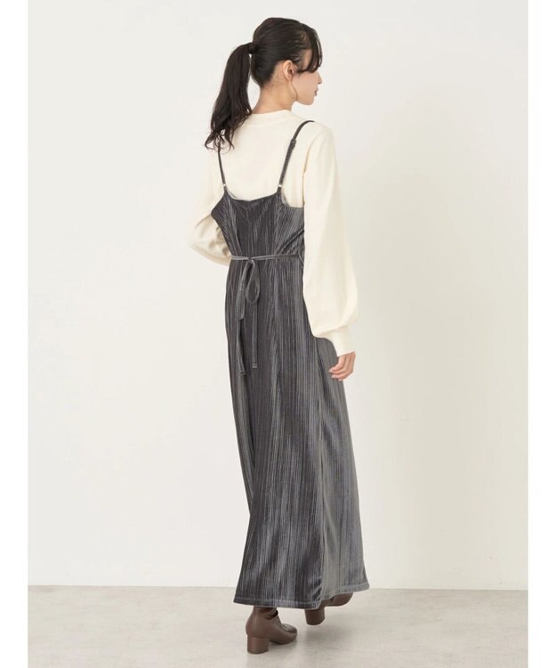 earth music&ecology ベロアプリーツキャミワンピース Gray