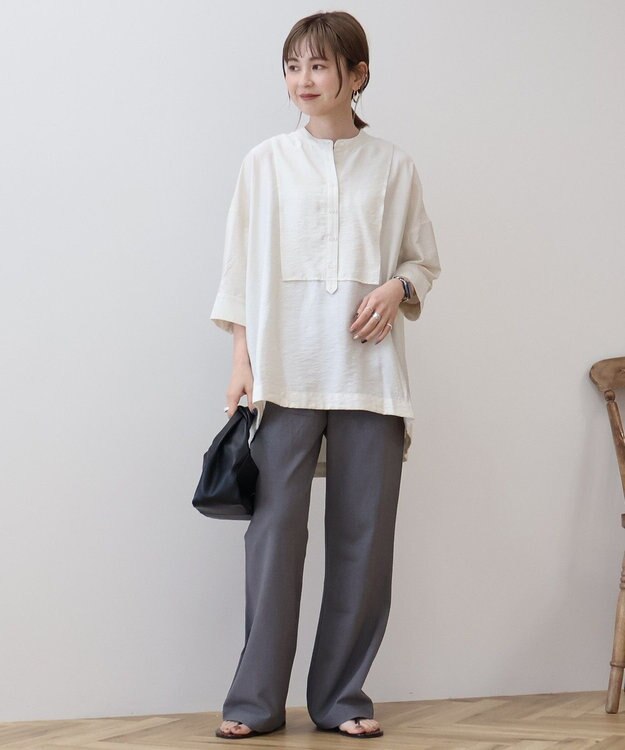 AMERICAN HOLIC 【WEB限定】接触冷感バンドカラーチュニック Ivory