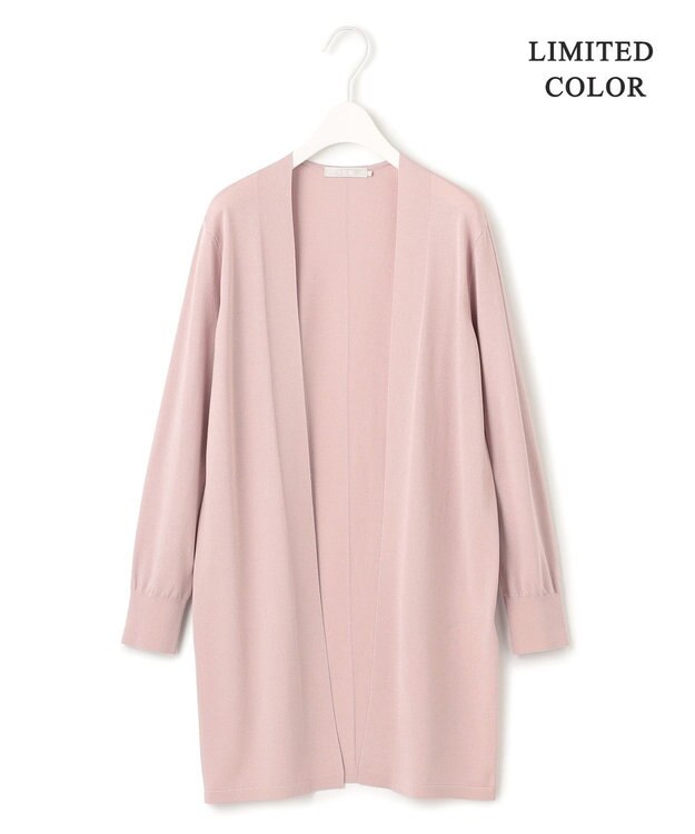 ICB L 【洗える】シンセティックハイゲージ ロングカーディガン ピンク系[WEB限定]