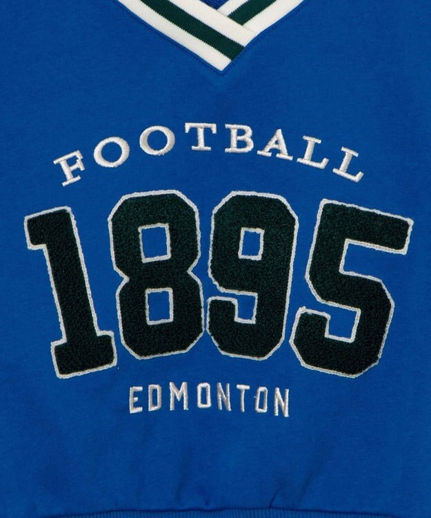 WEGO Vネックラインリブショートスウェット ブルー