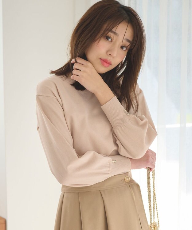 Feroux 【洗える】ビジューポイント ニット ピンク系