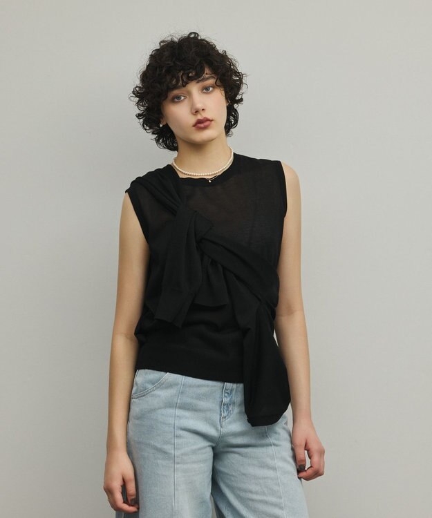 GRACE CONTINENTAL レイヤードニットトップ ブラック