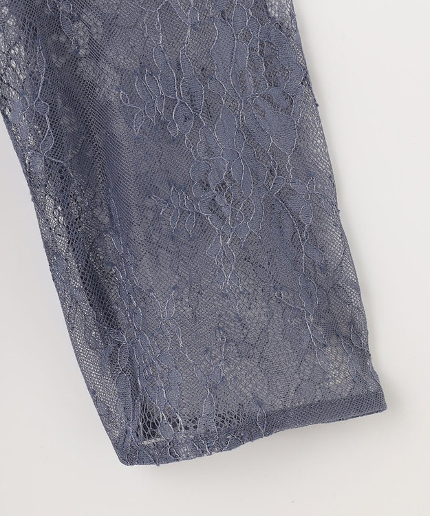 ANY SIS 【洗える】プリーツMIXレース ドレス スモーキーブルー