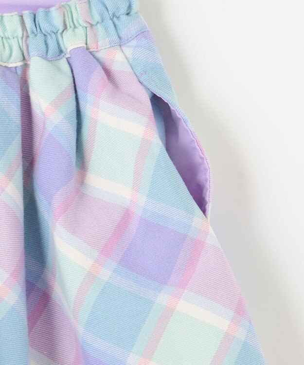 ANY KIDS シャギーチェックスカート ラベンダー系