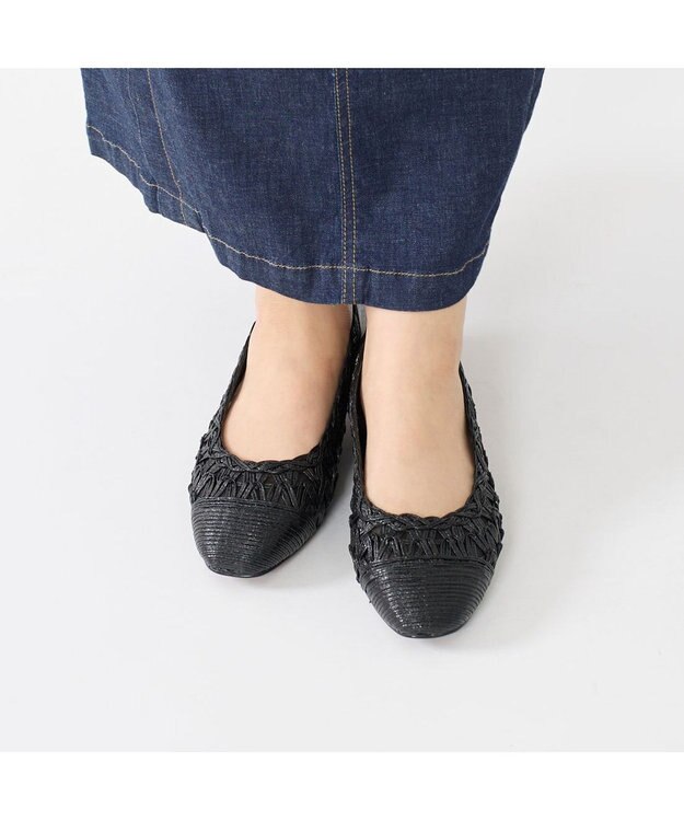 Riz raffinee <Riz raffinee>メッシュフラットパンプス ブラック