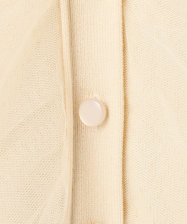 Feroux 【美人百花7月号掲載】チュールコンビパフスリーブ ニット アイボリー系