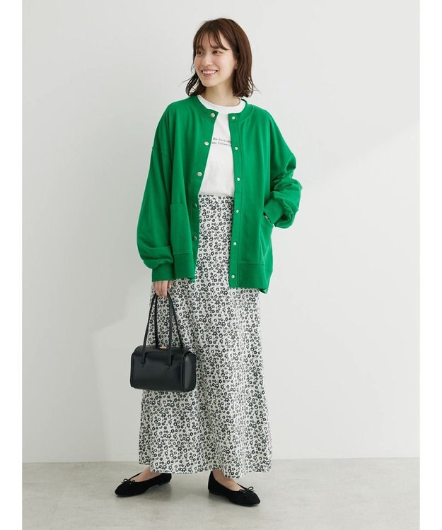 Green Parks ミニ裏毛オーバーサイズカーディガン Green