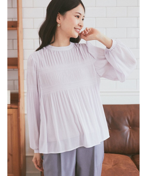 earth music&ecology マジョリカプリーツブラウス Pink