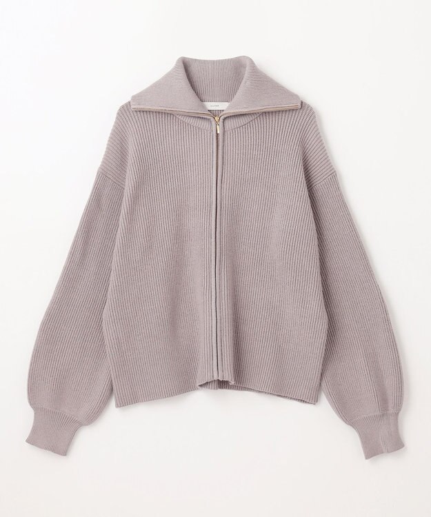 ANY L 【洗濯機可】ジップアップニットブルゾン グレージュ