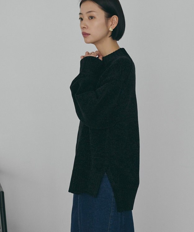 AMERICAN HOLIC ベロアモールニットプルオーバー Black