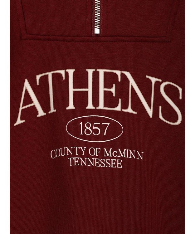 earth music&ecology ハーフジップロゴチュニック Burgundy