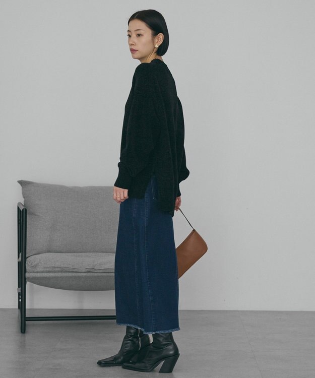 AMERICAN HOLIC ベロアモールニットプルオーバー Black