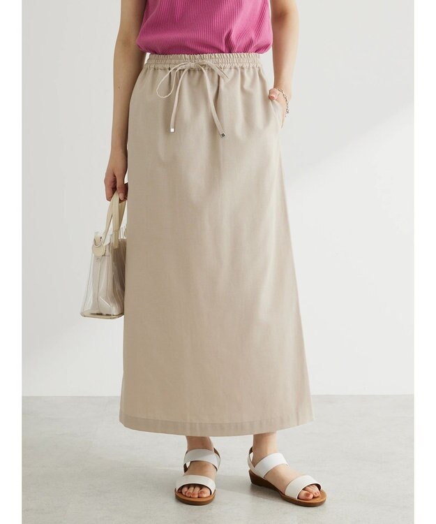 Green Parks 綿麻混イージータイトスカート Light Beige