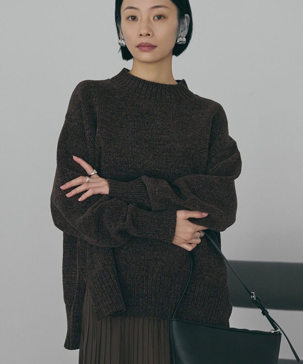 AMERICAN HOLIC ベロアモールニットプルオーバー Brown