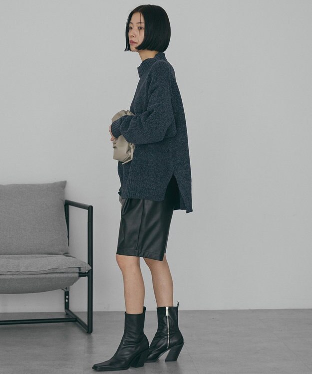 AMERICAN HOLIC ベロアモールニットプルオーバー Charcoal Gray