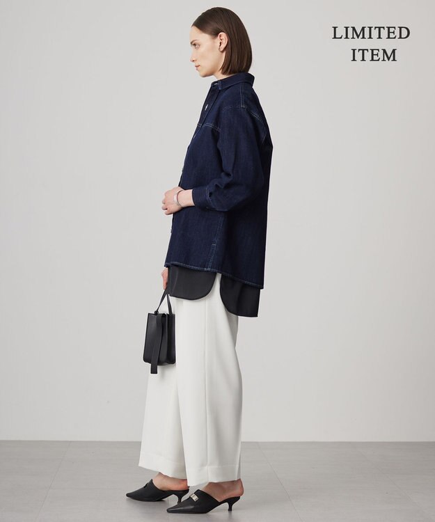 ICB 【WEB限定・洗える】コットンソフトデニム ジャケット ネイビー系