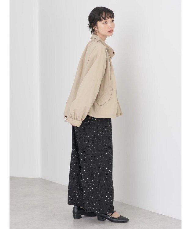 earth music&ecology スタンドフリルミリタリーブルゾン Beige