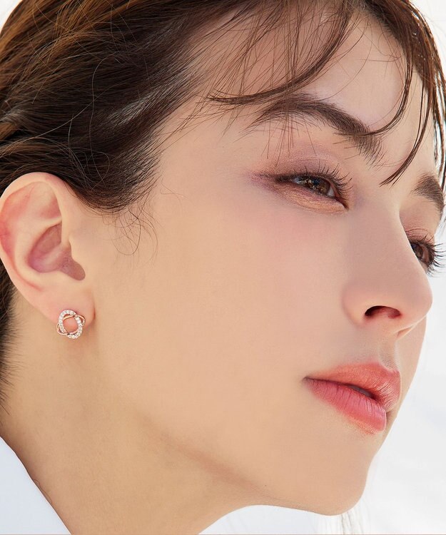 Tiaclasse 【金属アレルギー対応】ストーンクロスタイニーピアス ピンクゴールド