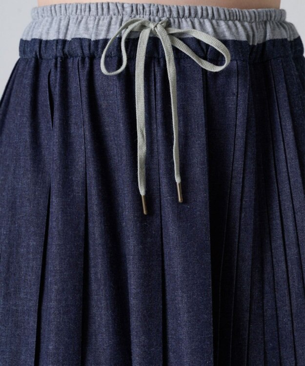 Ripo trenta anni 【ブランド人気】PLEATS RELAX LONG SK プリーツデニムスカート INDIGO
