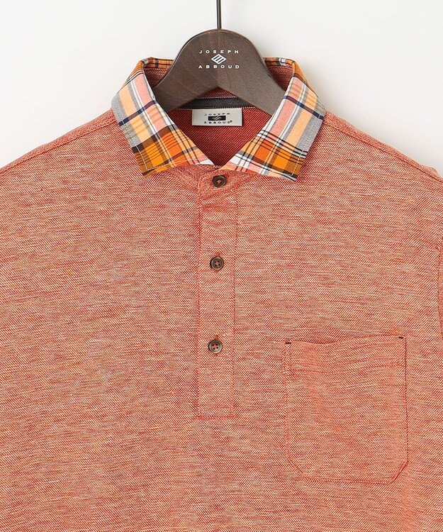 JOSEPH ABBOUD 【吸水速乾】リネンハニカム ポロシャツ オレンジ系