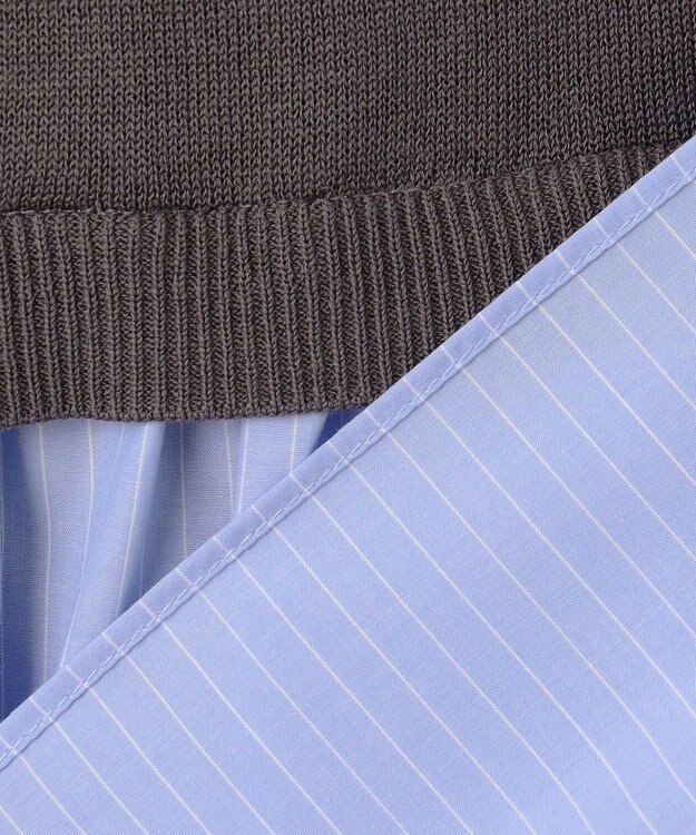 23区 L 【洗える】レイヤードデザイン ニット ブラウン×サックスストライプ