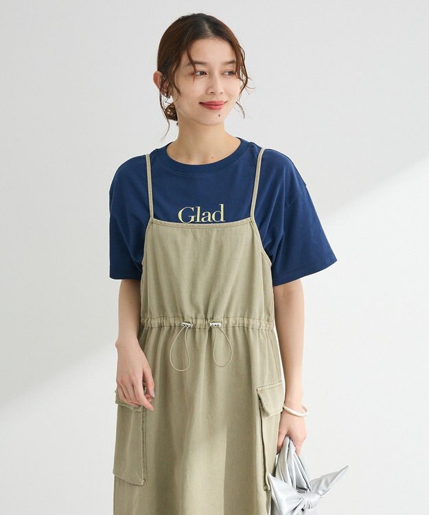 Green Parks カーゴポケットピグメントキャミワンピース Khaki